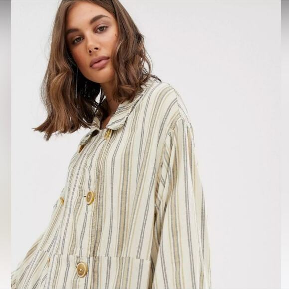Free People Sweet Melody Stripe Size XS Trench Coat - Picture 10 of 13